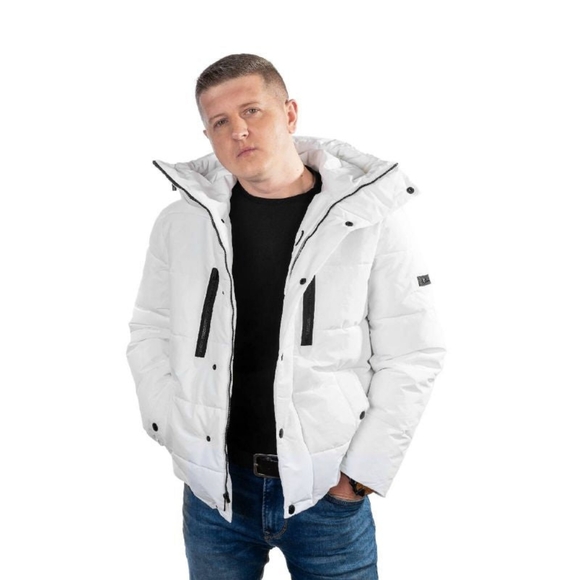 Michael Kors Men's Choisy Heavyweight Hooded Puffer Jacket In White - Picture 1 of 16